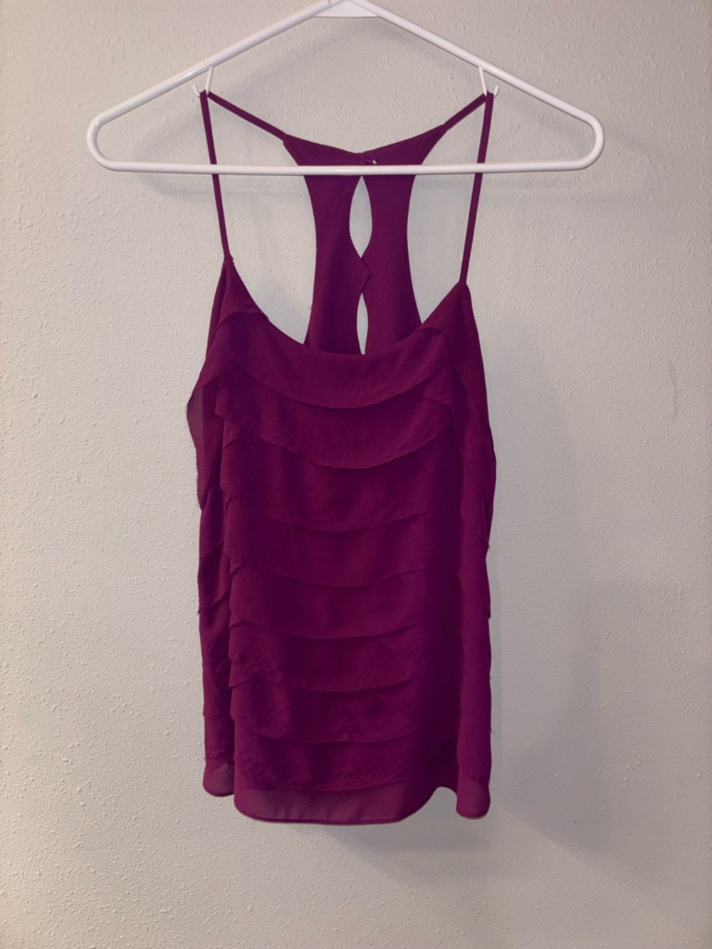 Naked Zebra Ruffled Racerback Camisole - Deep Berry
